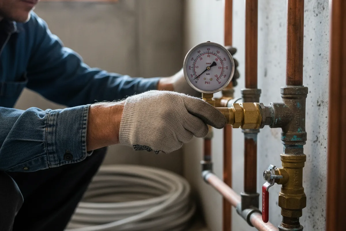Pressure testing a repaired line during Water Line Repair in Yaphank